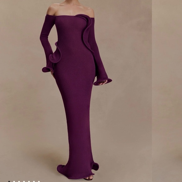 Meshki Dresses & Skirts - Meshki Off-Shoulder Plum Dress